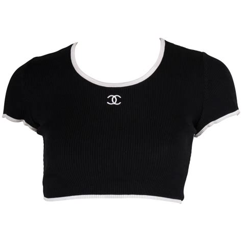 chanel logo black crop top|chanel tank tops for sale.